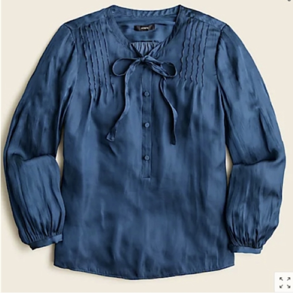 NWT JCrew Featherweight Satin Tie-Neck Blouse